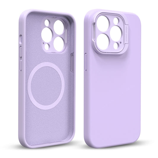 For iPhone 14 Pro Max Liquid Silicone Lens Holder MagSafe Phone Case(Purple) - iPhone 14 Pro Max Cases by buy2fix | Online Shopping UK | buy2fix