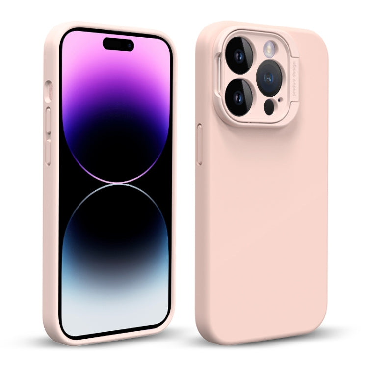 For iPhone 14 Pro Liquid Silicone Lens Holder MagSafe Phone Case(Pink) - iPhone 14 Pro Cases by buy2fix | Online Shopping UK | buy2fix