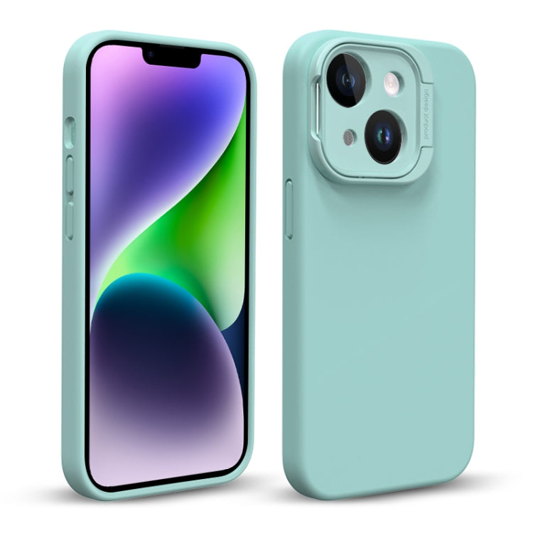 For iPhone 14 Liquid Silicone Lens Holder MagSafe Phone Case(Green) - iPhone 14 Cases by buy2fix | Online Shopping UK | buy2fix