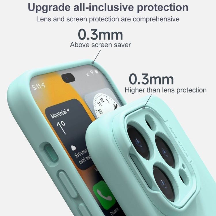 For iPhone 14 Liquid Silicone Lens Holder MagSafe Phone Case(Blue) - iPhone 14 Cases by buy2fix | Online Shopping UK | buy2fix