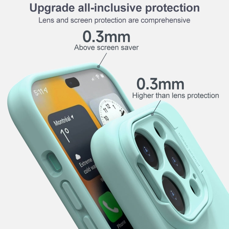 For iPhone 14 Pro MagSafe Liquid Silicone Lens Holder Phone Case(Green) - iPhone 14 Pro Cases by buy2fix | Online Shopping UK | buy2fix