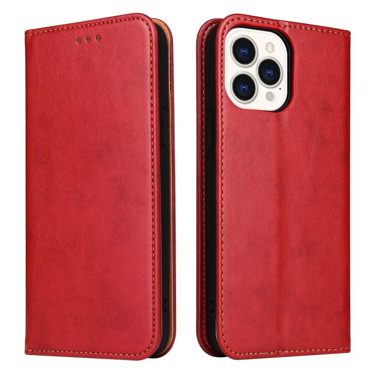 For iPhone 15 Pro Fierre Shann PU Genuine Leather Texture Phone Case(Red) - iPhone 15 Pro Cases by FIERRE SHANN | Online Shopping UK | buy2fix