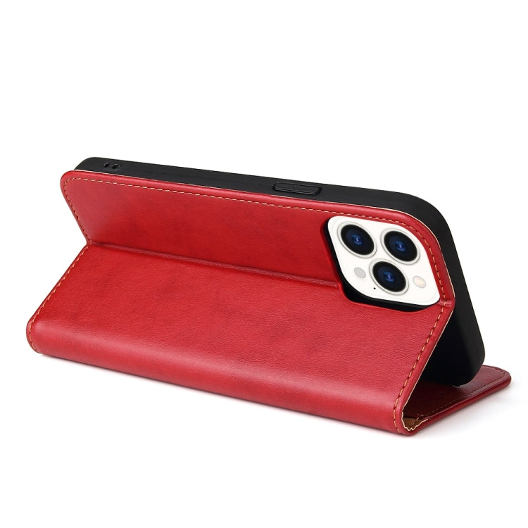 For iPhone 15 Pro Fierre Shann PU Genuine Leather Texture Phone Case(Red) - iPhone 15 Pro Cases by FIERRE SHANN | Online Shopping UK | buy2fix