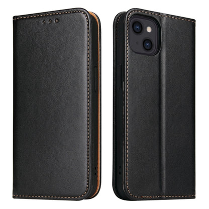 For iPhone 15 Plus Fierre Shann PU Genuine Leather Texture Phone Case(Black) - iPhone 15 Plus Cases by FIERRE SHANN | Online Shopping UK | buy2fix