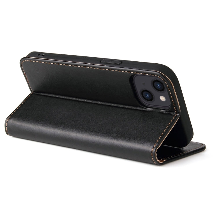 For iPhone 15 Plus Fierre Shann PU Genuine Leather Texture Phone Case(Black) - iPhone 15 Plus Cases by FIERRE SHANN | Online Shopping UK | buy2fix