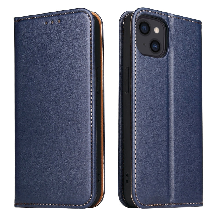 For iPhone 15 Fierre Shann PU Genuine Leather Texture Phone Case(Blue) - iPhone 15 Cases by FIERRE SHANN | Online Shopping UK | buy2fix
