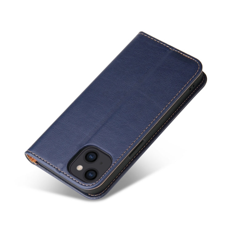 For iPhone 15 Fierre Shann PU Genuine Leather Texture Phone Case(Blue) - iPhone 15 Cases by FIERRE SHANN | Online Shopping UK | buy2fix
