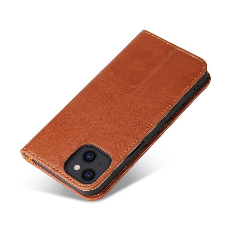 For iPhone 15 Fierre Shann PU Genuine Leather Texture Phone Case(Brown) - iPhone 15 Cases by FIERRE SHANN | Online Shopping UK | buy2fix