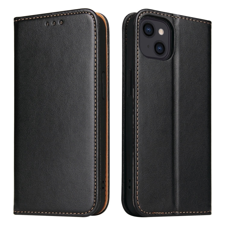 For iPhone 15 Fierre Shann PU Genuine Leather Texture Phone Case(Black) - iPhone 15 Cases by FIERRE SHANN | Online Shopping UK | buy2fix