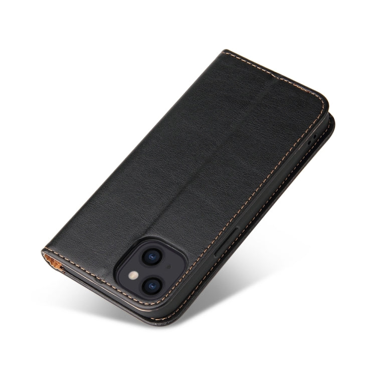 For iPhone 15 Fierre Shann PU Genuine Leather Texture Phone Case(Black) - iPhone 15 Cases by FIERRE SHANN | Online Shopping UK | buy2fix