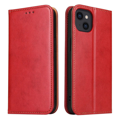 For iPhone 15 Fierre Shann PU Genuine Leather Texture Phone Case(Red) - iPhone 15 Cases by FIERRE SHANN | Online Shopping UK | buy2fix
