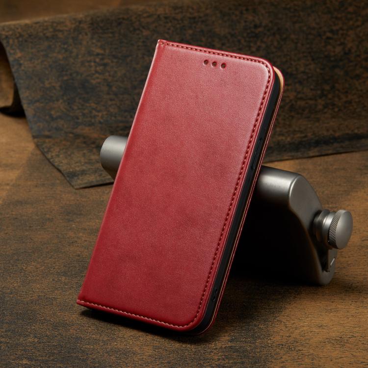 For iPhone 16e Fierre Shann PU Genuine Leather Texture Phone Case(Red) - iPhone 16e Cases by FIERRE SHANN | Online Shopping UK | buy2fix