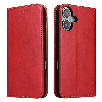 For iPhone 17 Fierre Shann PU Genuine Leather Texture Phone Case(Red) - iPhone 17 Cases by FIERRE SHANN | Online Shopping UK | buy2fix