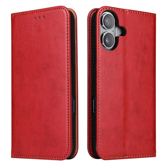 For iPhone 17 Fierre Shann PU Genuine Leather Texture Phone Case(Red)