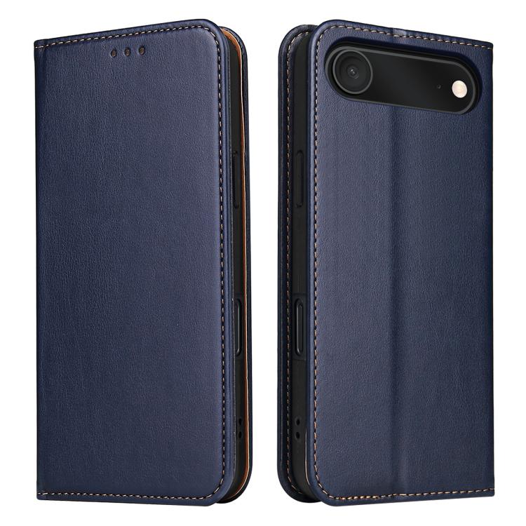 For iPhone 17 Air Fierre Shann PU Genuine Leather Texture Phone Case(Blue) - iPhone 17 Air Cases by FIERRE SHANN | Online Shopping UK | buy2fix