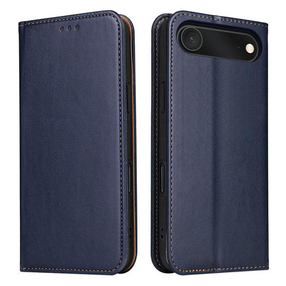 For iPhone 17 Air Fierre Shann PU Genuine Leather Texture Phone Case(Blue) - iPhone 17 Air Cases by FIERRE SHANN | Online Shopping UK | buy2fix