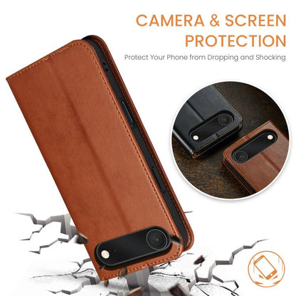 For iPhone 17 Air Fierre Shann PU Genuine Leather Texture Phone Case(Brown) - iPhone 17 Air Cases by FIERRE SHANN | Online Shopping UK | buy2fix