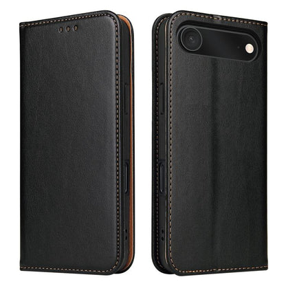 For iPhone 17 Air Fierre Shann PU Genuine Leather Texture Phone Case(Black) - iPhone 17 Air Cases by FIERRE SHANN | Online Shopping UK | buy2fix
