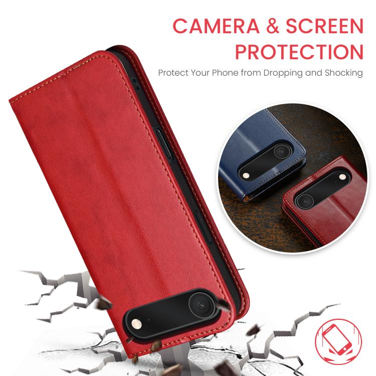 For iPhone 17 Air Fierre Shann PU Genuine Leather Texture Phone Case(Red) - iPhone 17 Air Cases by FIERRE SHANN | Online Shopping UK | buy2fix