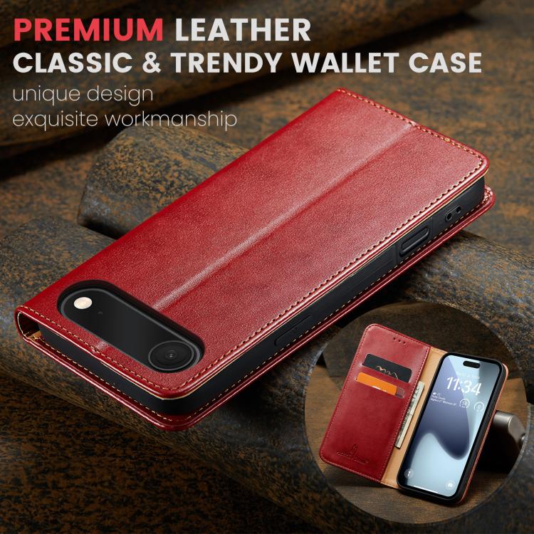 For iPhone 17 Air Fierre Shann PU Genuine Leather Texture Phone Case(Red) - iPhone 17 Air Cases by FIERRE SHANN | Online Shopping UK | buy2fix