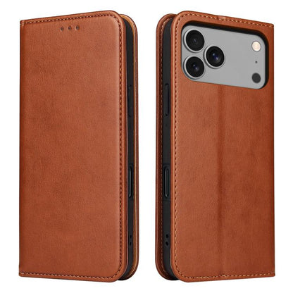 For iPhone 17 Pro Max Fierre Shann PU Genuine Leather Texture Phone Case(Brown) - iPhone 17 Pro Max Cases by FIERRE SHANN | Online Shopping UK | buy2fix