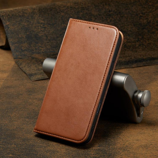 For iPhone 17 Pro Max Fierre Shann PU Genuine Leather Texture Phone Case(Brown) - iPhone 17 Pro Max Cases by FIERRE SHANN | Online Shopping UK | buy2fix