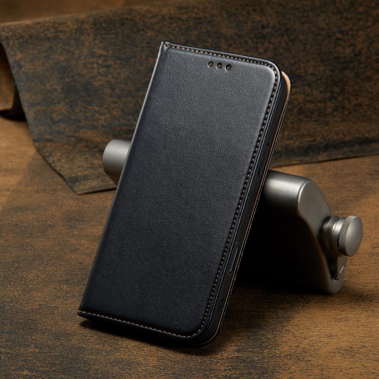 For iPhone 17 Pro Max Fierre Shann PU Genuine Leather Texture Phone Case(Black) - iPhone 17 Pro Max Cases by FIERRE SHANN | Online Shopping UK | buy2fix