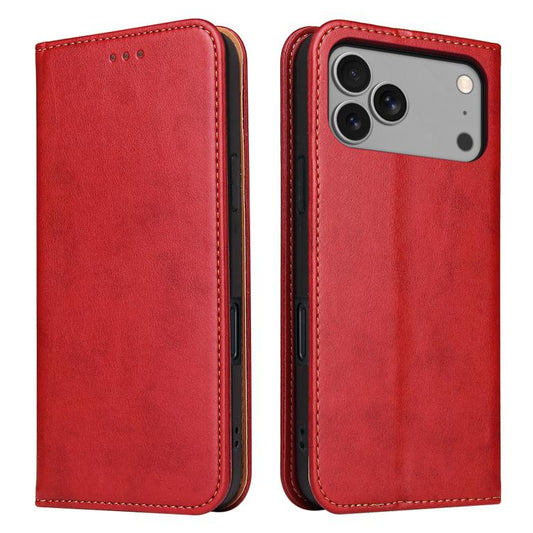 For iPhone 17 Pro Max Fierre Shann PU Genuine Leather Texture Phone Case(Red) - iPhone 17 Pro Max Cases by FIERRE SHANN | Online Shopping UK | buy2fix
