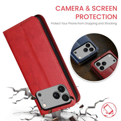 For iPhone 17 Pro Max Fierre Shann PU Genuine Leather Texture Phone Case(Red) - iPhone 17 Pro Max Cases by FIERRE SHANN | Online Shopping UK | buy2fix