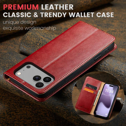 For iPhone 17 Pro Max Fierre Shann PU Genuine Leather Texture Phone Case(Red) - iPhone 17 Pro Max Cases by FIERRE SHANN | Online Shopping UK | buy2fix