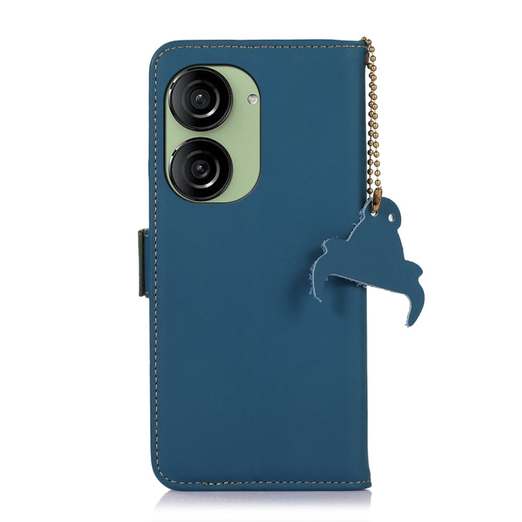 For Asus Zenfone 10 / Zenfone 9 Genuine Leather Magnetic RFID Leather Phone Case(Blue) - ASUS Cases by buy2fix | Online Shopping UK | buy2fix