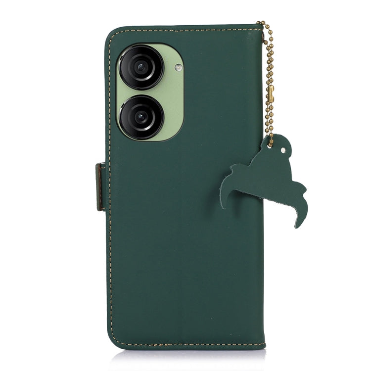 For Asus Zenfone 10 / Zenfone 9 Genuine Leather Magnetic RFID Leather Phone Case(Green) - ASUS Cases by buy2fix | Online Shopping UK | buy2fix