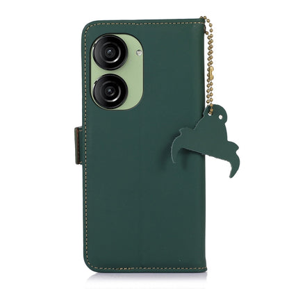 For Asus Zenfone 10 / Zenfone 9 Genuine Leather Magnetic RFID Leather Phone Case(Green) - ASUS Cases by buy2fix | Online Shopping UK | buy2fix