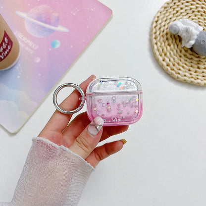 For AirPods Pro Transparent Glitter Bluetooth Earphone Protective Case(Pink) - For AirPods Pro by buy2fix | Online Shopping UK | buy2fix