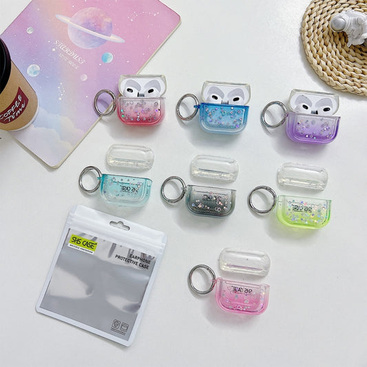 For AirPods Pro 2 Transparent Glitter Bluetooth Earphone Protective Case(Pink) by buy2fix