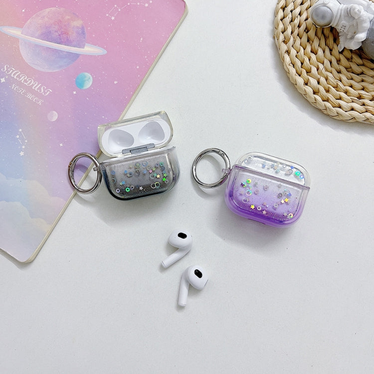 For AirPods Pro Transparent Glitter Bluetooth Earphone Protective Case(Purple) - For AirPods Pro by buy2fix | Online Shopping UK | buy2fix