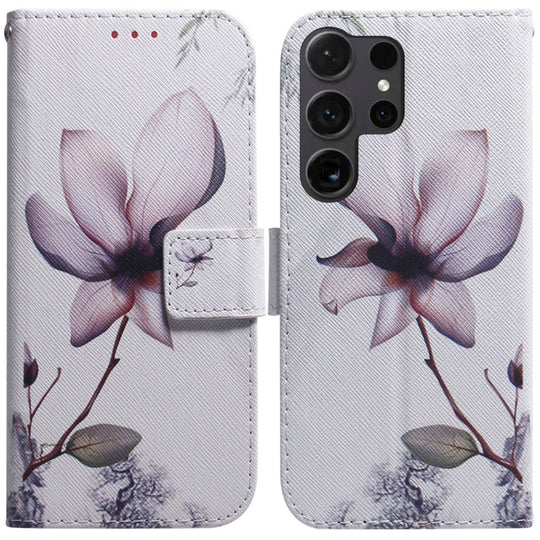 For Samsung Galaxy S24 Ultra 5G Coloured Drawing Flip Leather Phone Case(Magnolia)