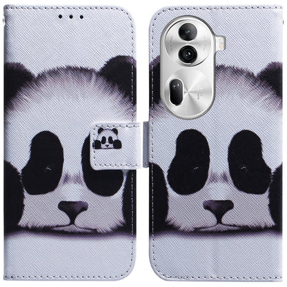 For OPPO Reno11 Pro Global Coloured Drawing Flip Leather Phone Case(Panda) - Reno11 Pro Cases by buy2fix | Online Shopping UK | buy2fix