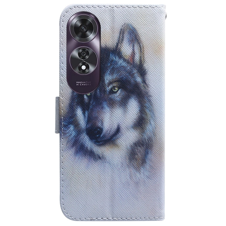 For OPPO A60 4G Coloured Drawing Flip Leather Phone Case(White Wolf) - OPPO Cases by buy2fix | Online Shopping UK | buy2fix