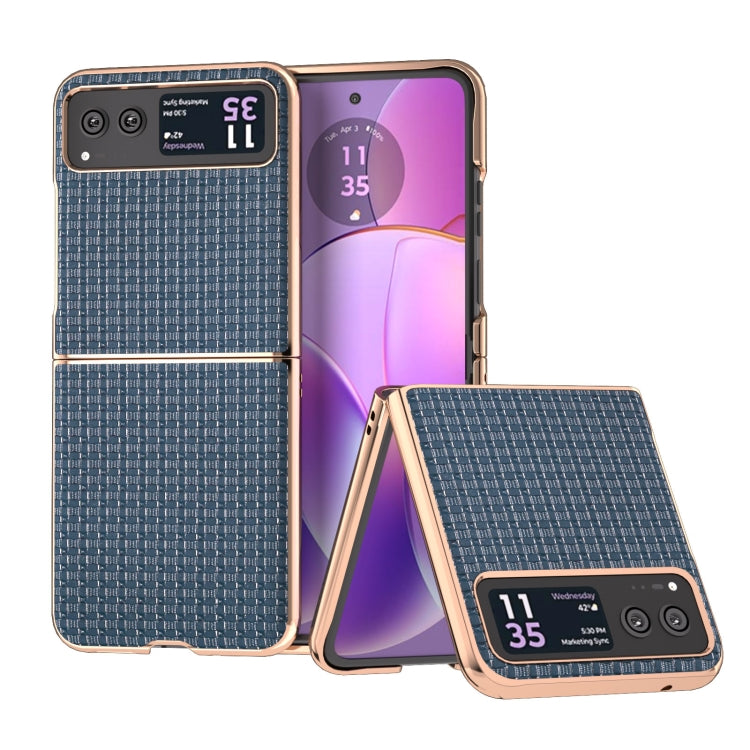 For Motorola Razr 40 Genuine Leather Luxury Series Nano Plating Phone Case(Royal Blue) by buy2fix