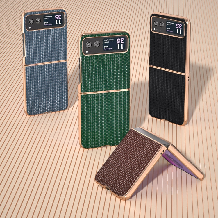 For Motorola Razr 40 Genuine Leather Luxury Series Nano Plating Phone Case(Royal Blue) by buy2fix