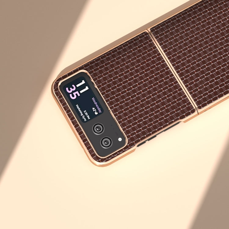 For Motorola Razr 40 Genuine Leather Luxury Series Nano Plating Phone Case(Coffee) by buy2fix