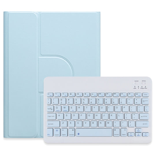 For iPad Air 2022 / iPad Pro 11 2021 Square Button 360 Degree Rotatable Bluetooth Keyboard Leather Case(Sky Blue)