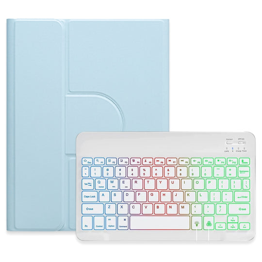For iPad 10th Gen 10.9 2022 Three-color Backlight White 360 Degree Rotatable Bluetooth Keyboard Leather Case(Sky Blue)
