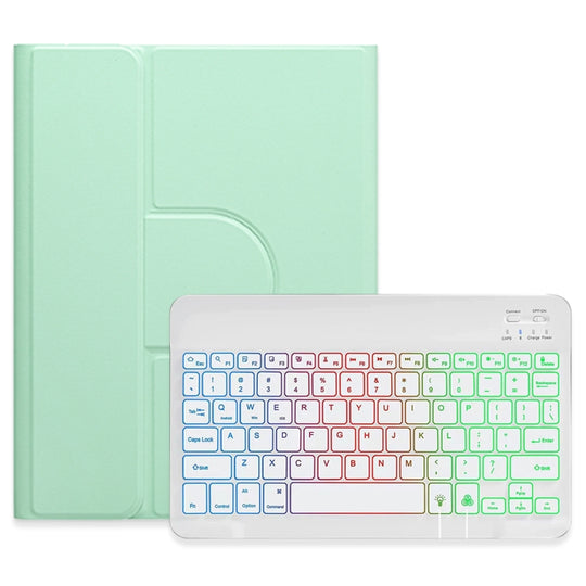 For iPad Air 2022 / iPad Pro 11 2021 Three-color Backlight White 360 Degree Rotatable Bluetooth Keyboard Leather Case(Mint Green)