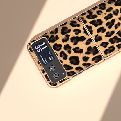For Motorola Razr 40 Nano Plating Leopard Print Phone Case(Brown) by buy2fix
