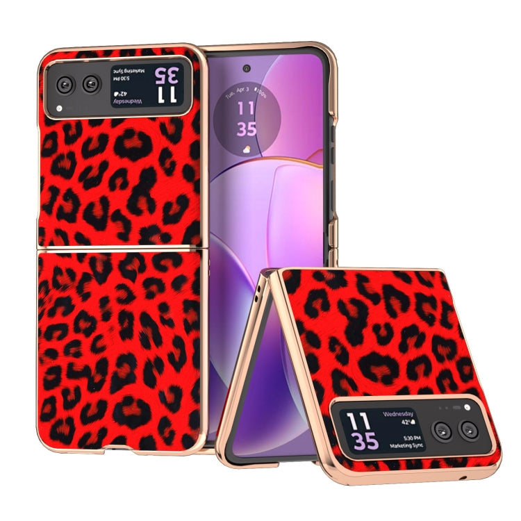 For Motorola Razr 40 Nano Plating Leopard Print Phone Case(Red) by buy2fix