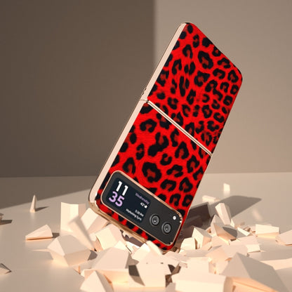 For Motorola Razr 40 Nano Plating Leopard Print Phone Case(Red) by buy2fix