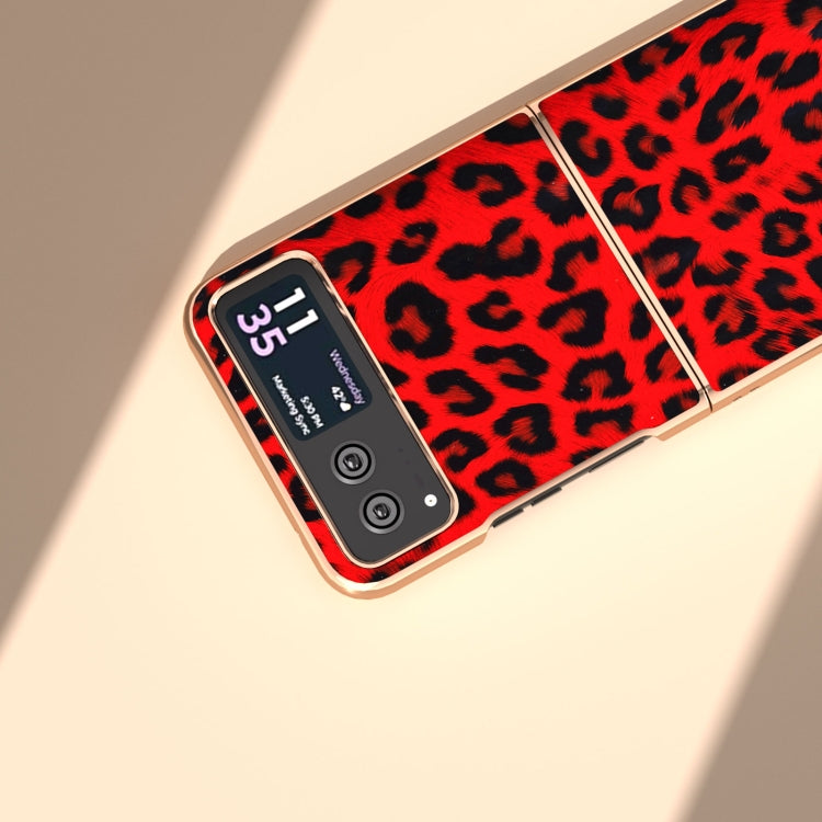 For Motorola Razr 40 Nano Plating Leopard Print Phone Case(Red) by buy2fix