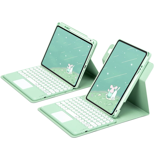 For iPad 10th Gen 10.9 2022 Round Button 360 Degree Rotatable Bluetooth Keyboard Leather Case with Touchpad(Mint Green) by buy2fix